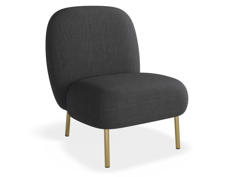Moulon Lounge Chair - Storm Grey - Brushed Matt Gold Legs