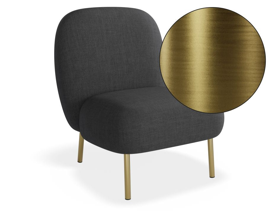 Moulon Lounge Chair - Storm Grey - Brushed Matt Gold Legs