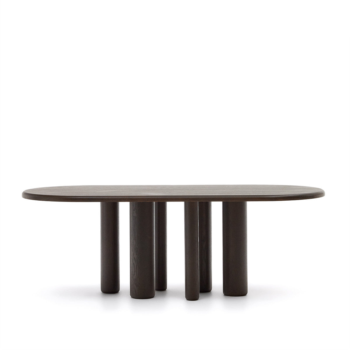 Nailem 2.2m Oval Ash Wood Dining Table - Dark Chocolate