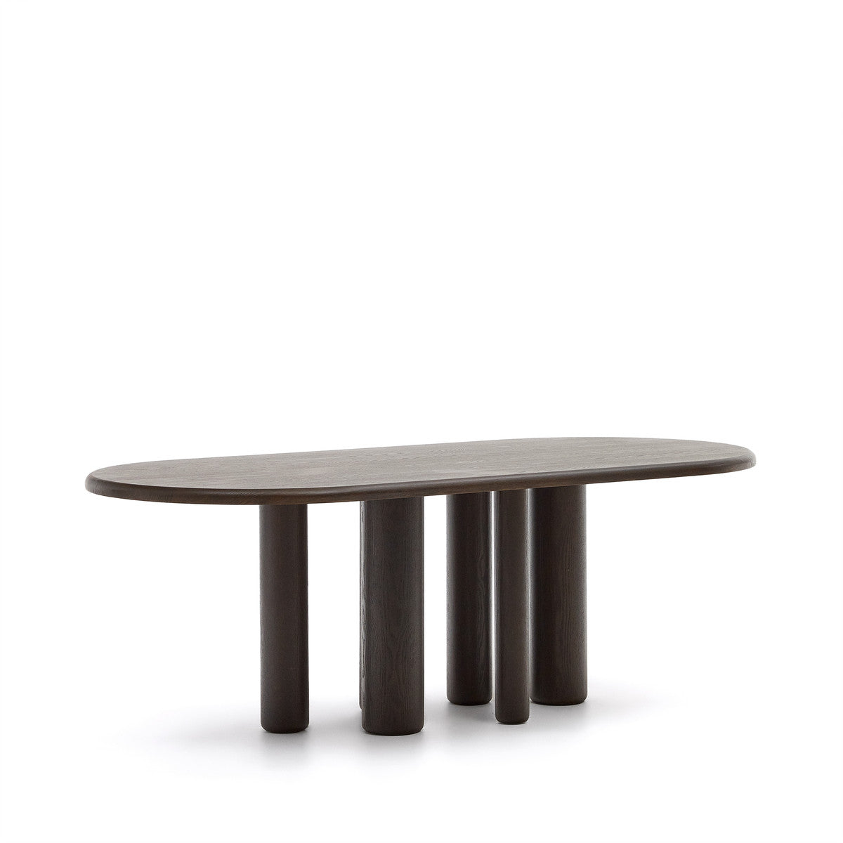 Nailem 2.2m Oval Ash Wood Dining Table - Dark Chocolate