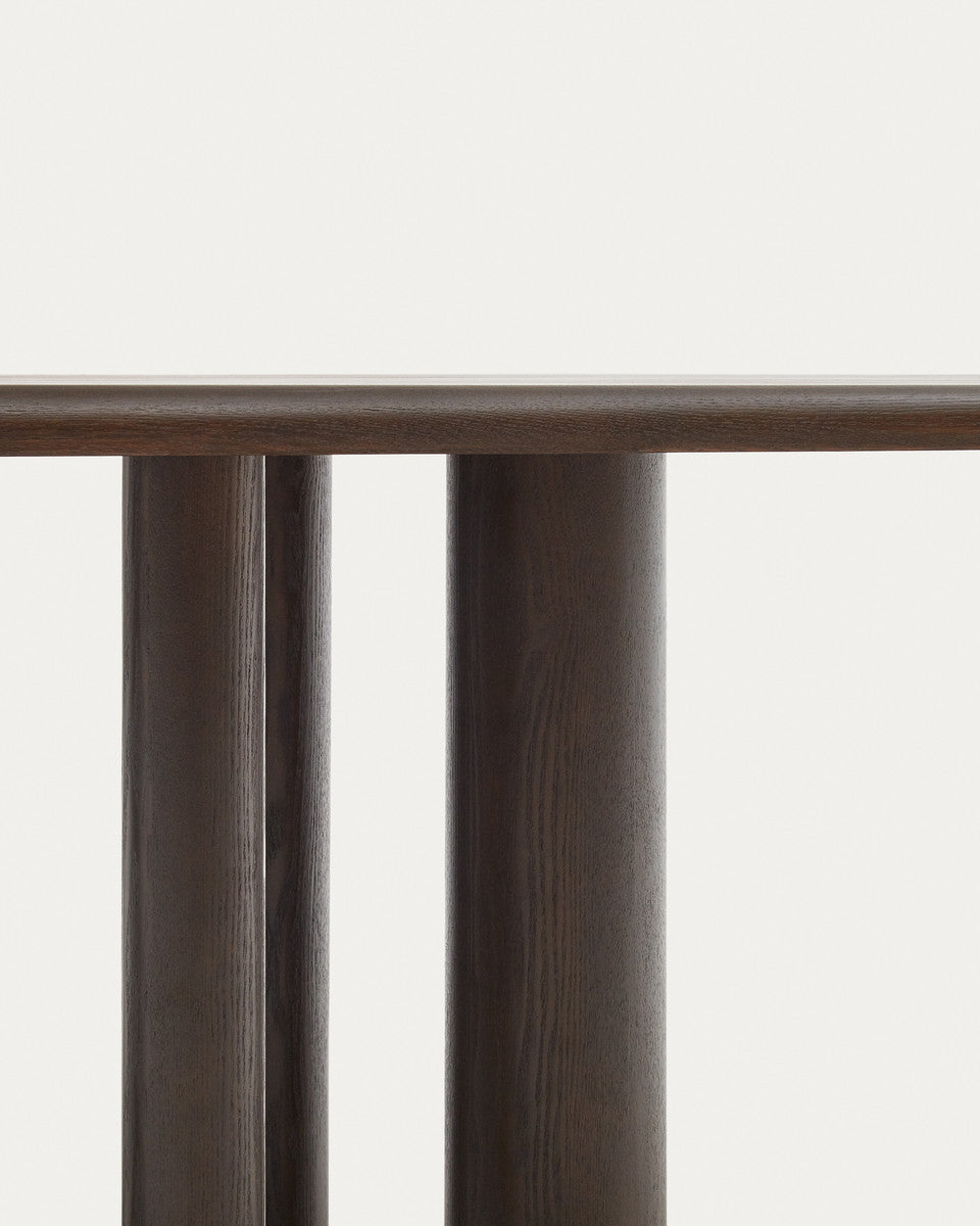 Nailem 2.2m Oval Ash Wood Dining Table - Dark Chocolate