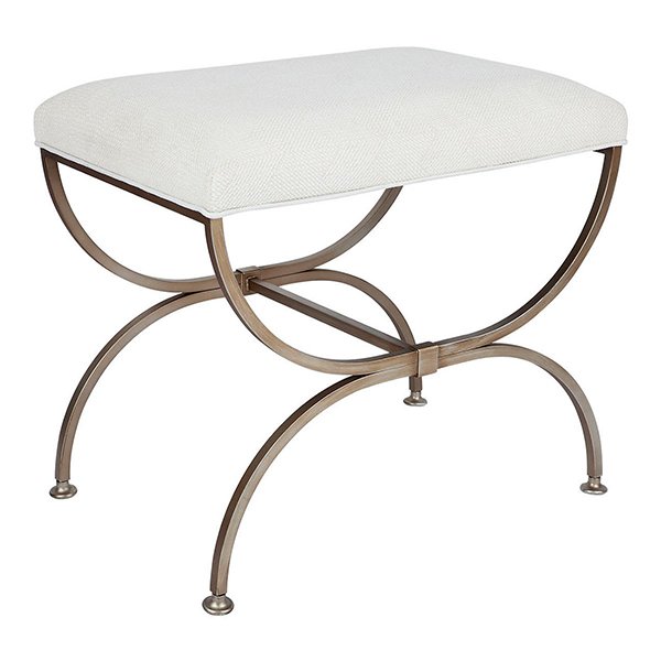 Novak Antique Gold Iron Stool - Natural Linen