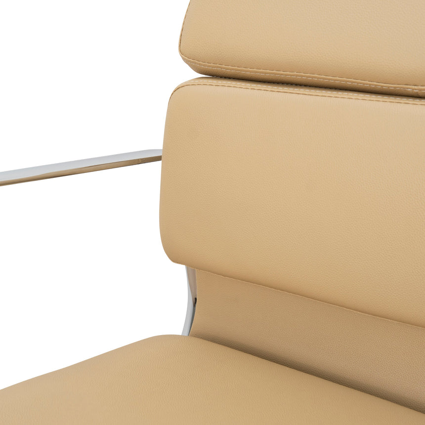 Low Back Office Chair - Light Brown Leather