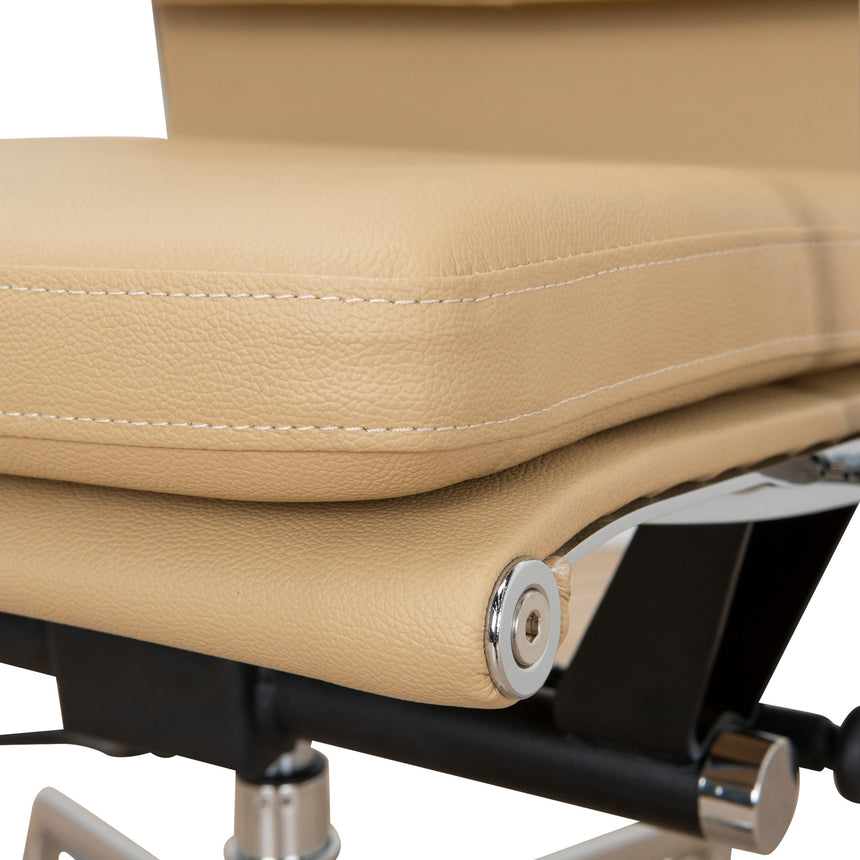 Low Back Office Chair - Light Brown Leather