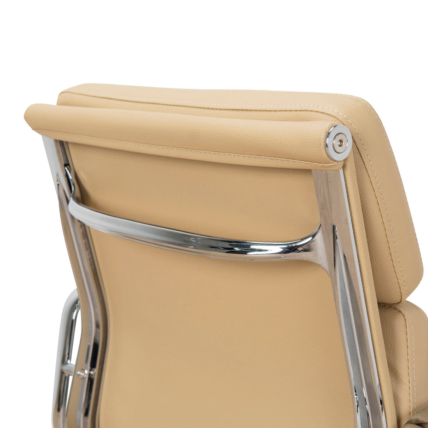 Low Back Office Chair - Light Brown Leather
