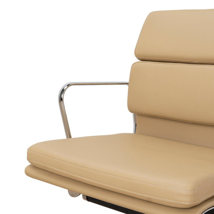 Low Back Office Chair - Light Brown Leather