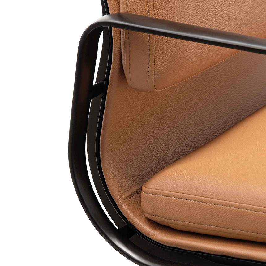 Low Back Office Chair - Saddle Tan in Black Frame