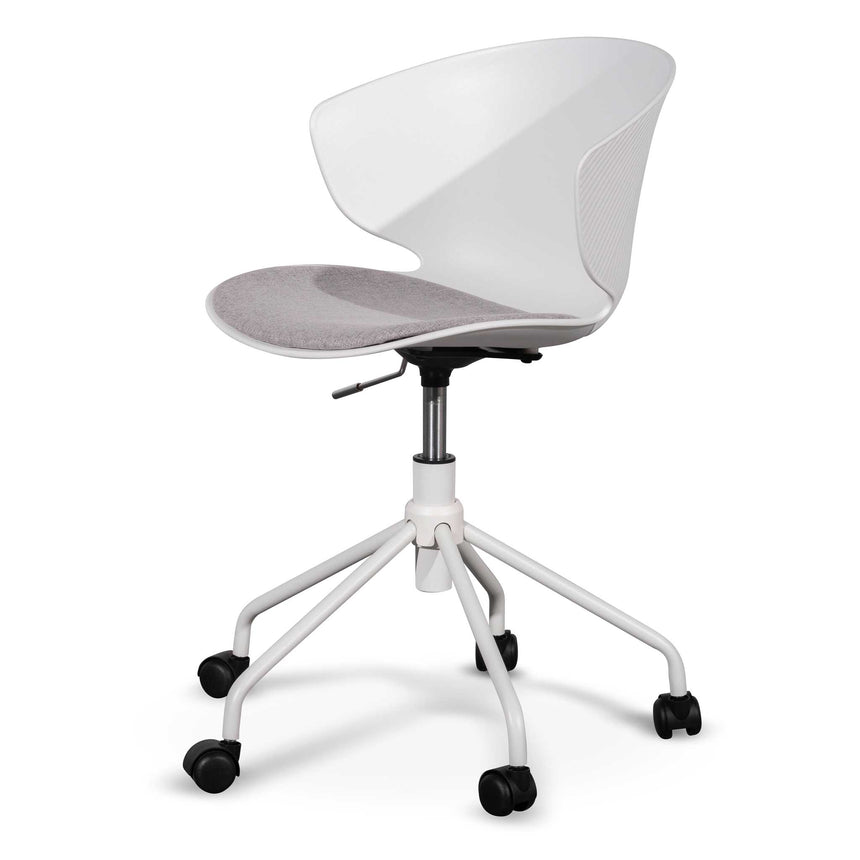 White Office Chair - Light Grey Seat