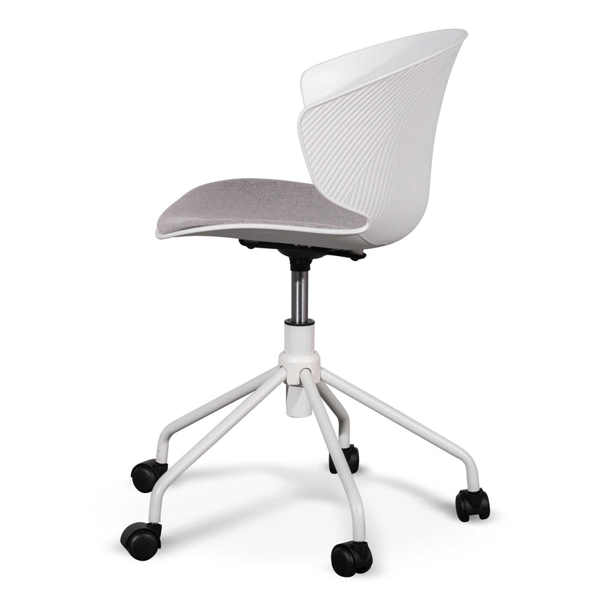 White Office Chair - Light Grey Seat