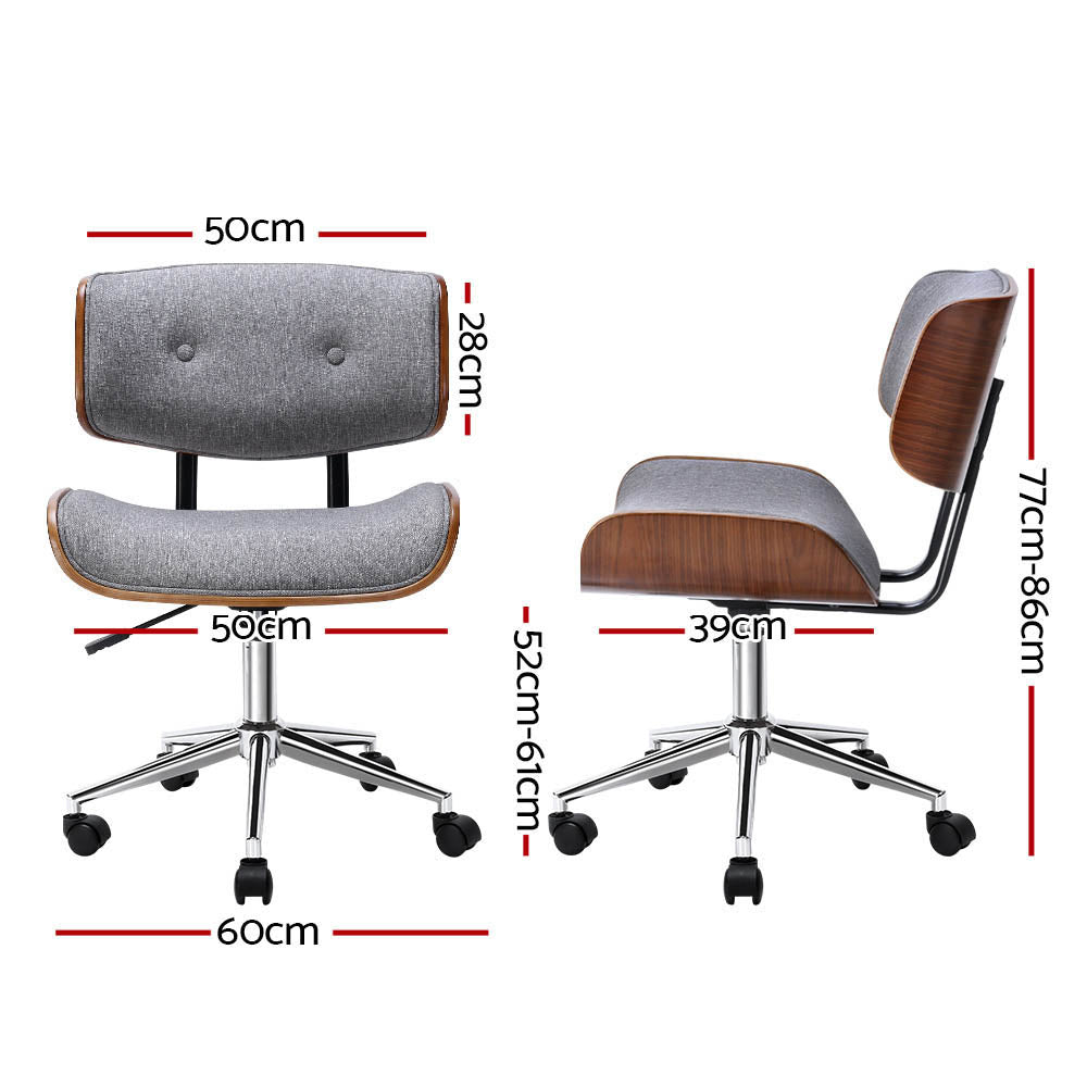 Wooden Fabric Office Chair Grey