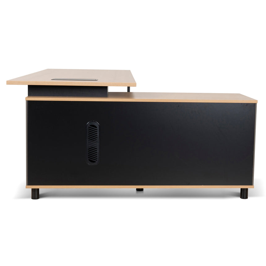 1.8m Executive Desk Left Return with Black Legs - Natural