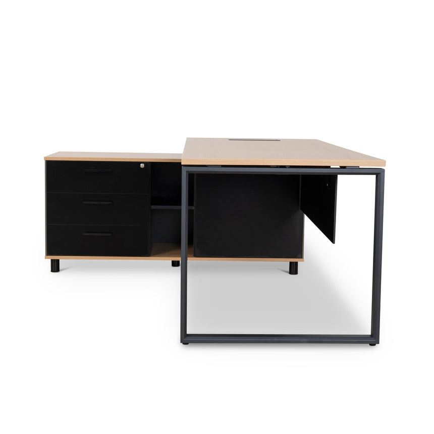 1.8m Executive Desk Left Return with Black Legs - Natural