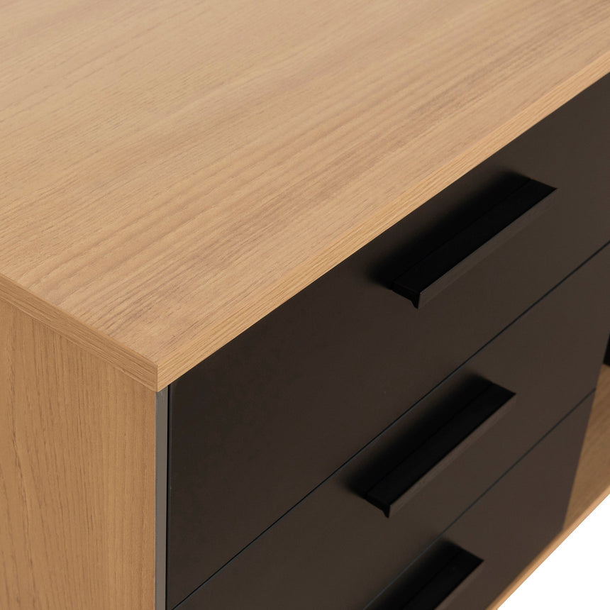 1.8m Executive Desk Left Return with Black Legs - Natural