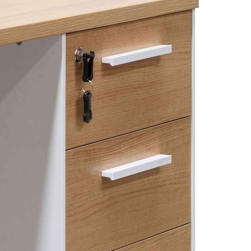 1 Seater Office Desk - Natural and White