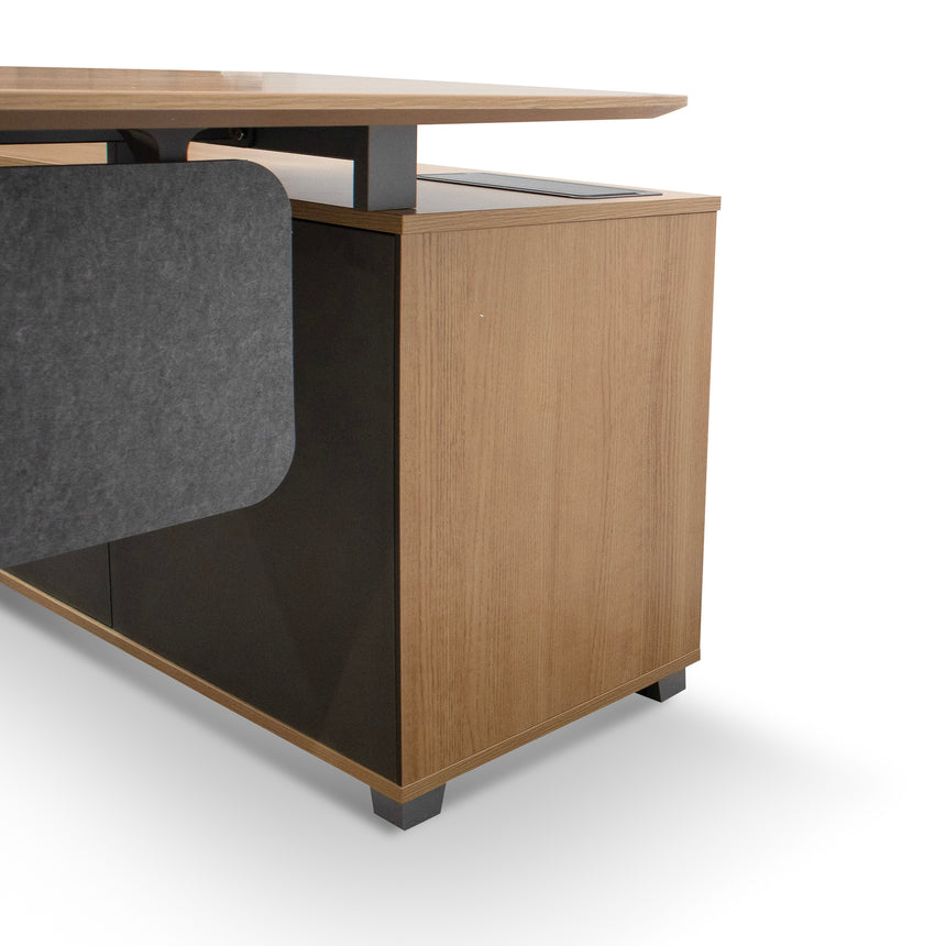 2.2m Left Return Grey Office Desk - Natural Top