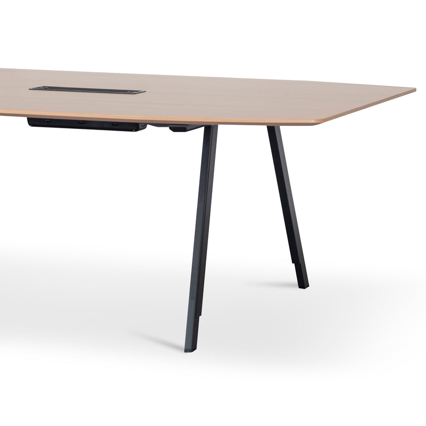 3.6m Natural Boardroom Meeting Table - Full Black Legs