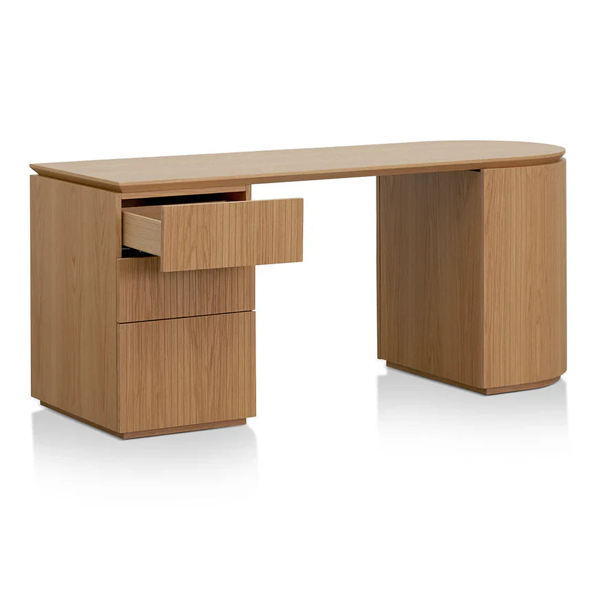 Oak Wood Left Drawer Office Desk 1.77m - Natural Oak
