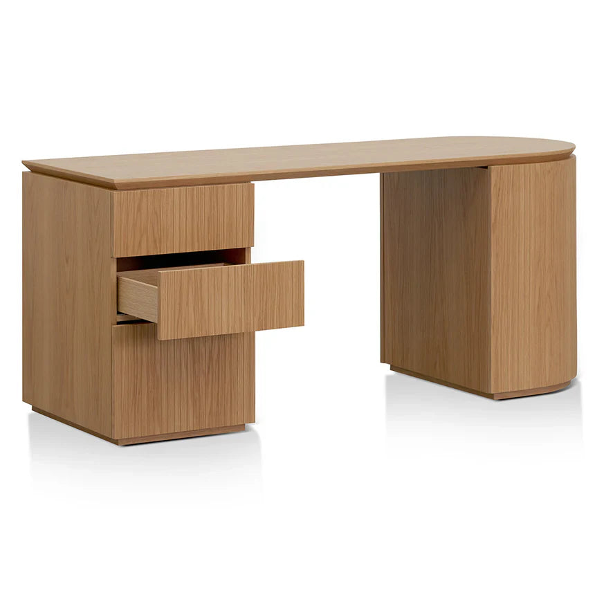 Oak Wood Left Drawer Office Desk 1.77m - Natural Oak
