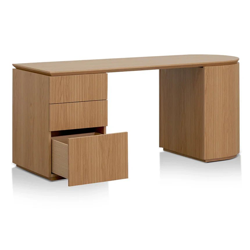 Oak Wood Left Drawer Office Desk 1.77m - Natural Oak
