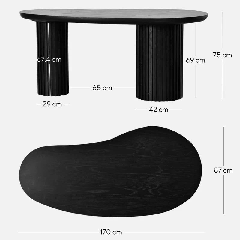 Bean Office Wooden Desk 1.7m - Black Oak