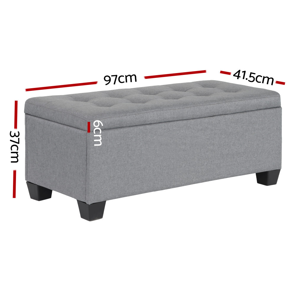 Artiss Large Fabric Storage Ottoman - Grey