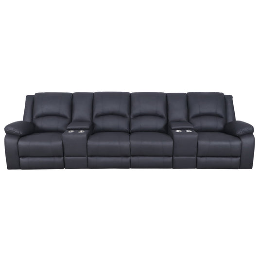 Presscot Rhino Fabric 4 Seater Recliner Electric Sofa - Onyx