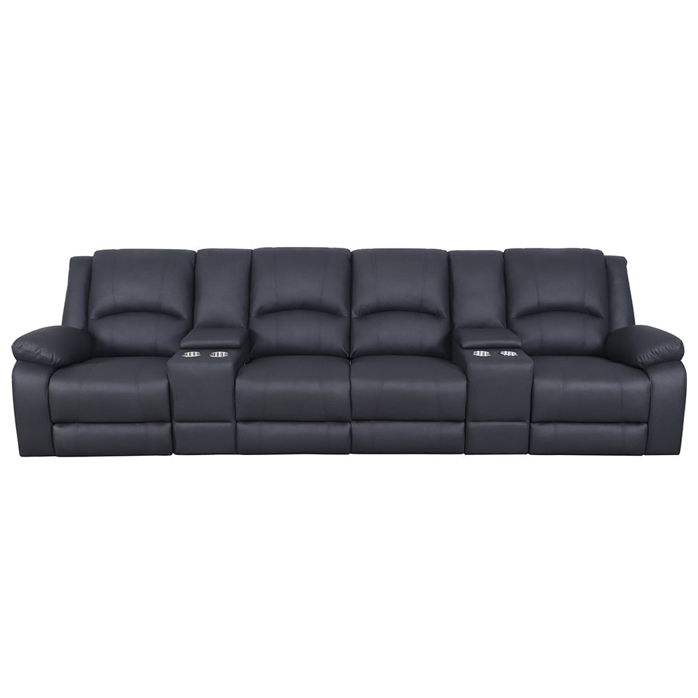 Presscot Rhino Fabric 4 Seater Recliner Electric Sofa - Onyx