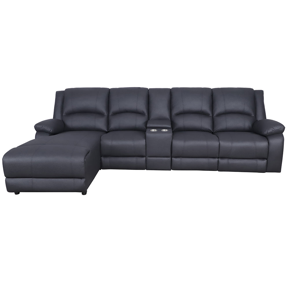Captain Fabric Recliner RHF 3 Seater Chaise Lounge Sofa - Onyx