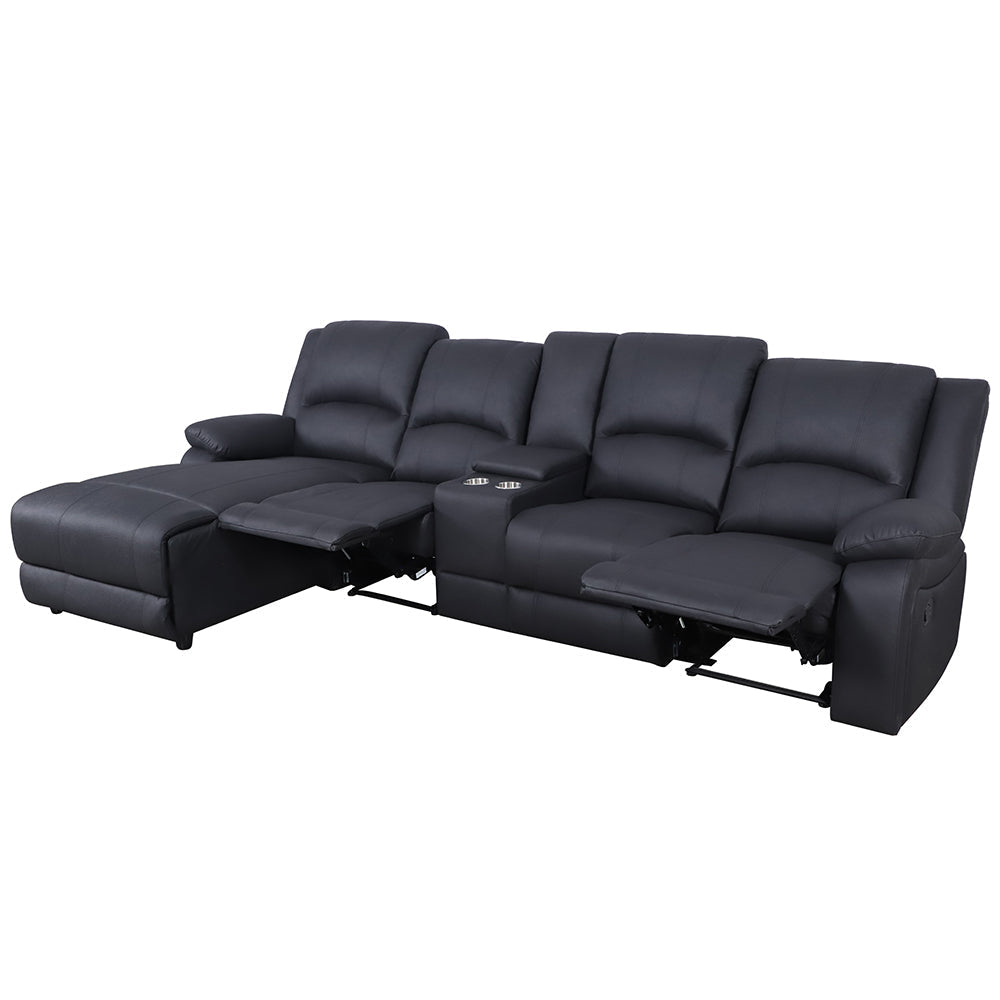 Captain Fabric Recliner RHF 3 Seater Chaise Lounge Sofa - Onyx