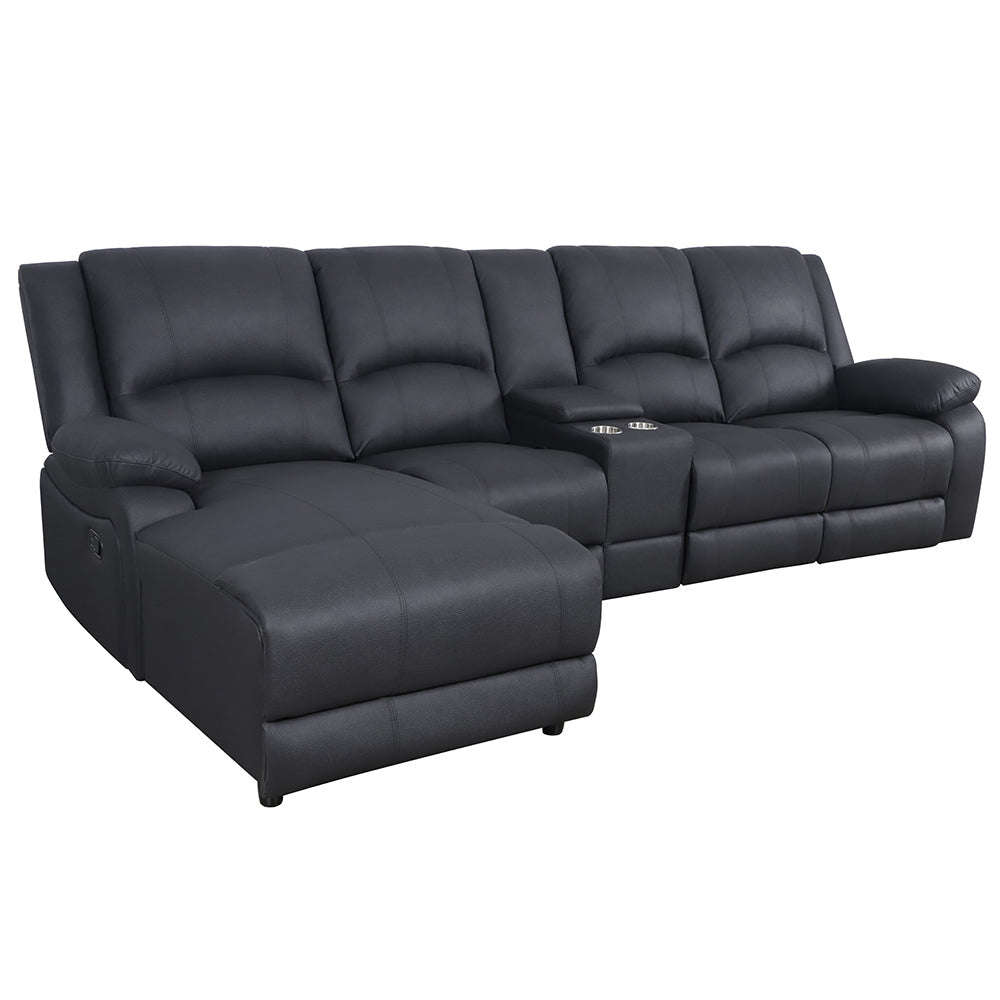 Captain Fabric Recliner RHF 3 Seater Chaise Lounge Sofa - Onyx