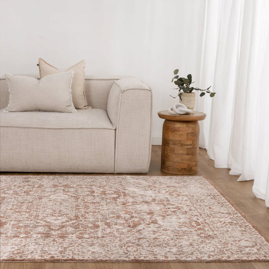 Solenne Beige & Rust Distressed Vintage Rug
