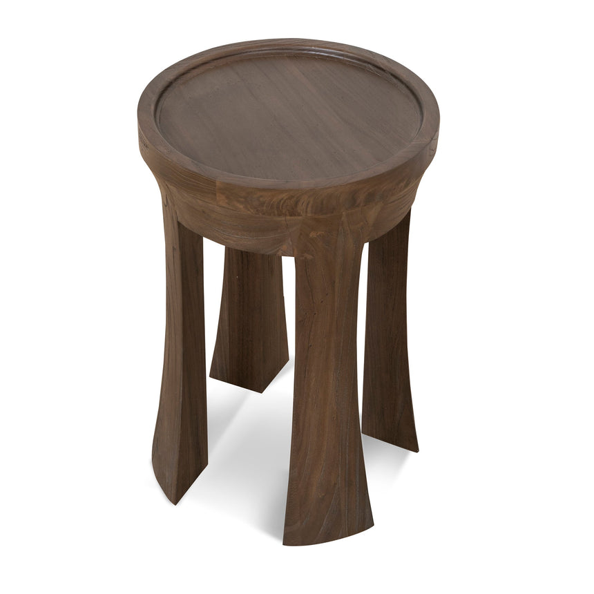 34.5cm Round Side Table - Walnut