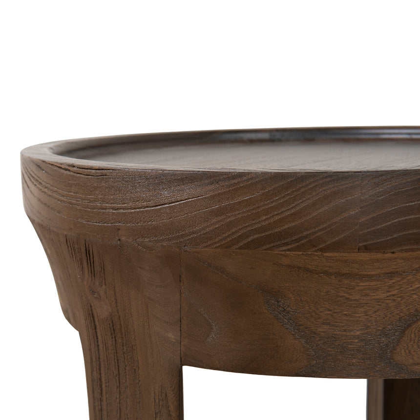 34.5cm Round Side Table - Walnut