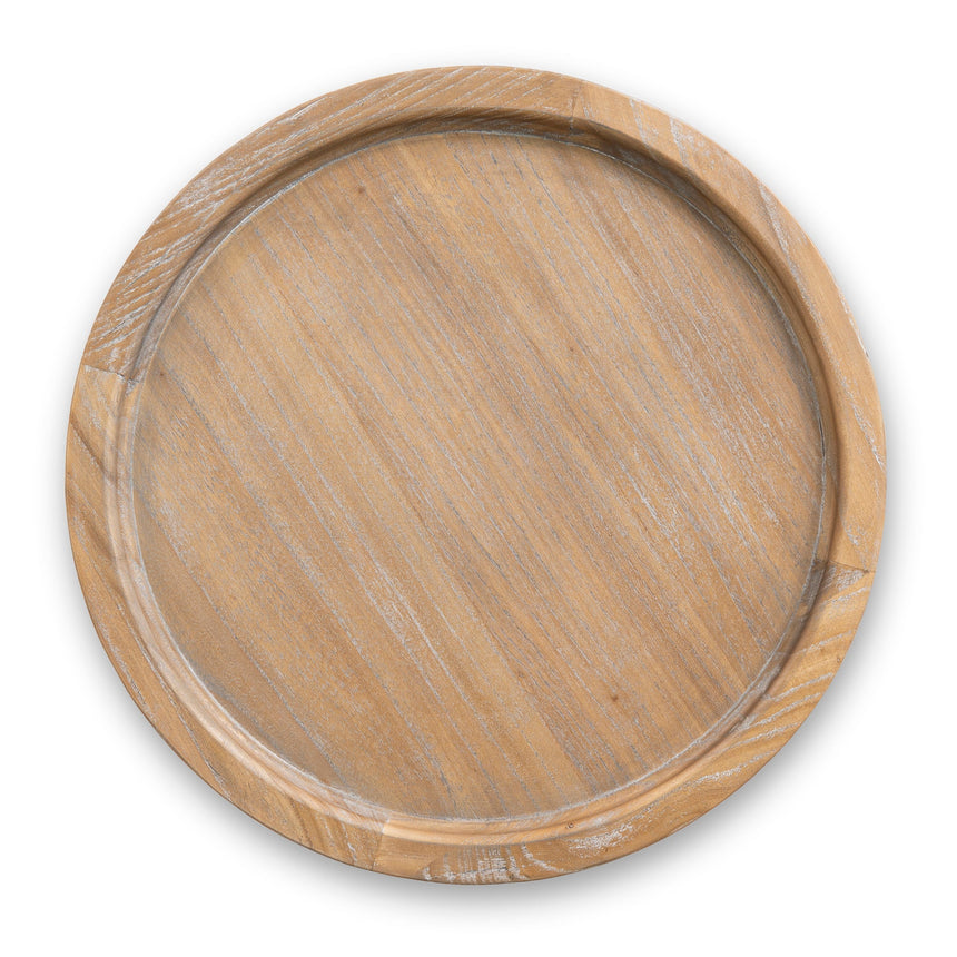 34.5cm Round Side Table - Dark Natural