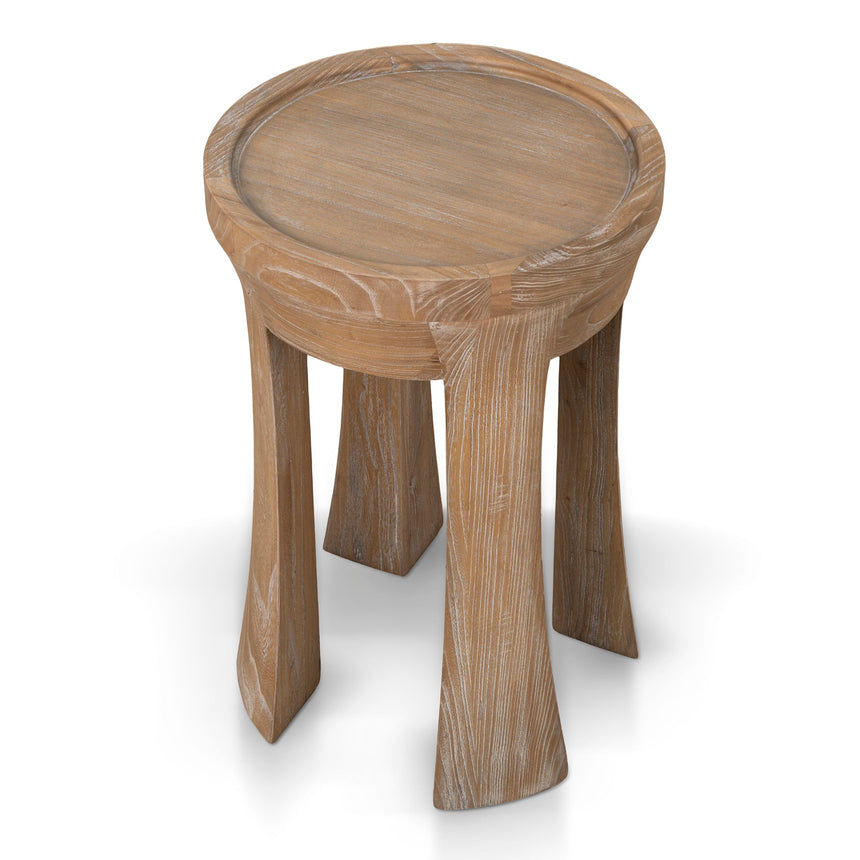 34.5cm Round Side Table - Dark Natural