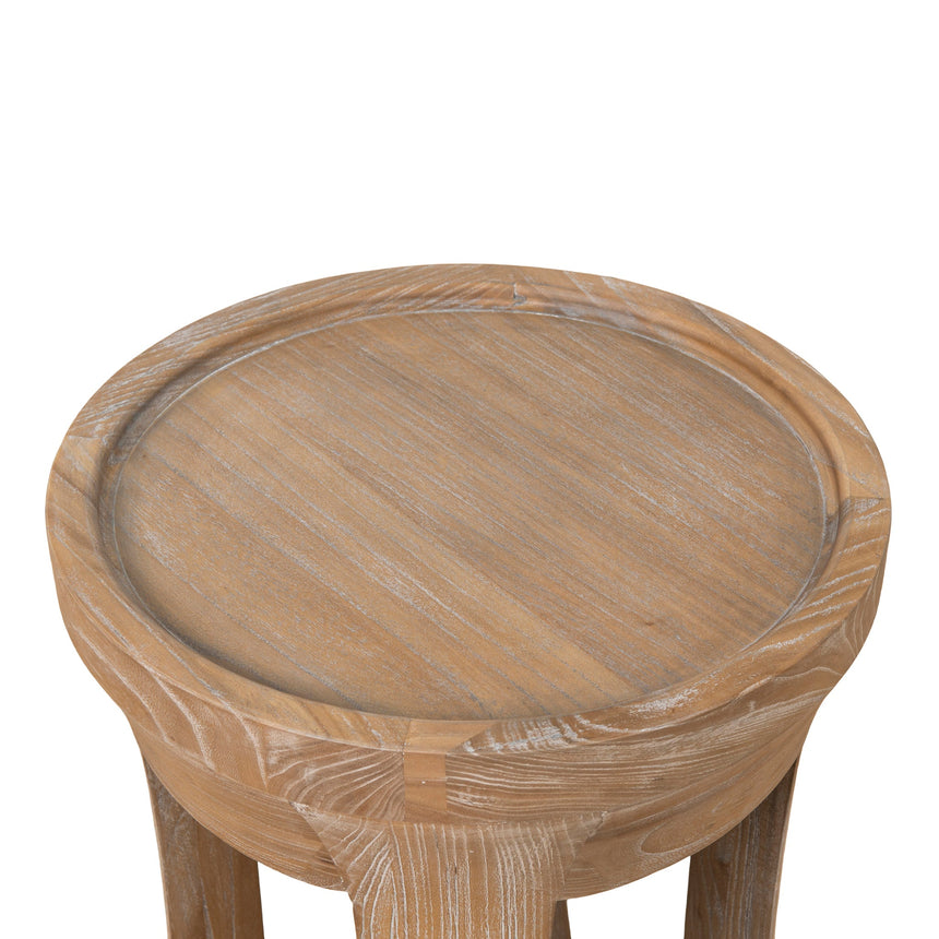 34.5cm Round Side Table - Dark Natural