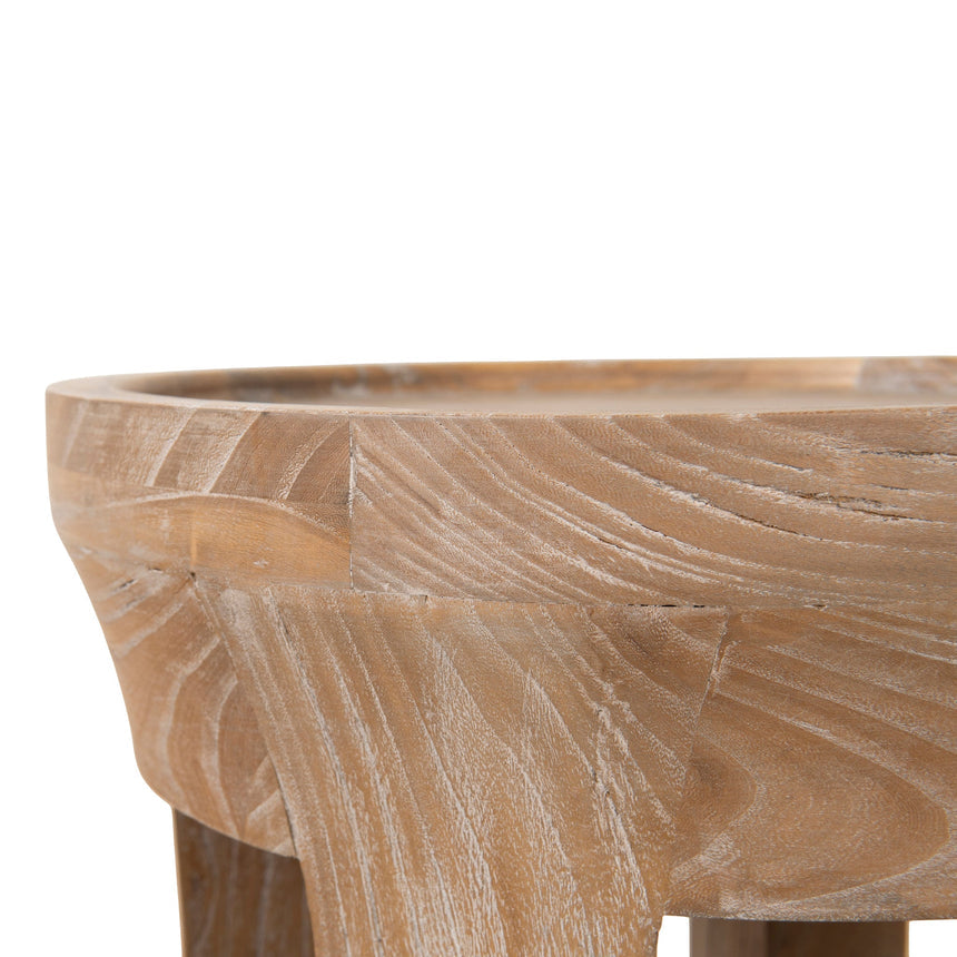 34.5cm Round Side Table - Dark Natural