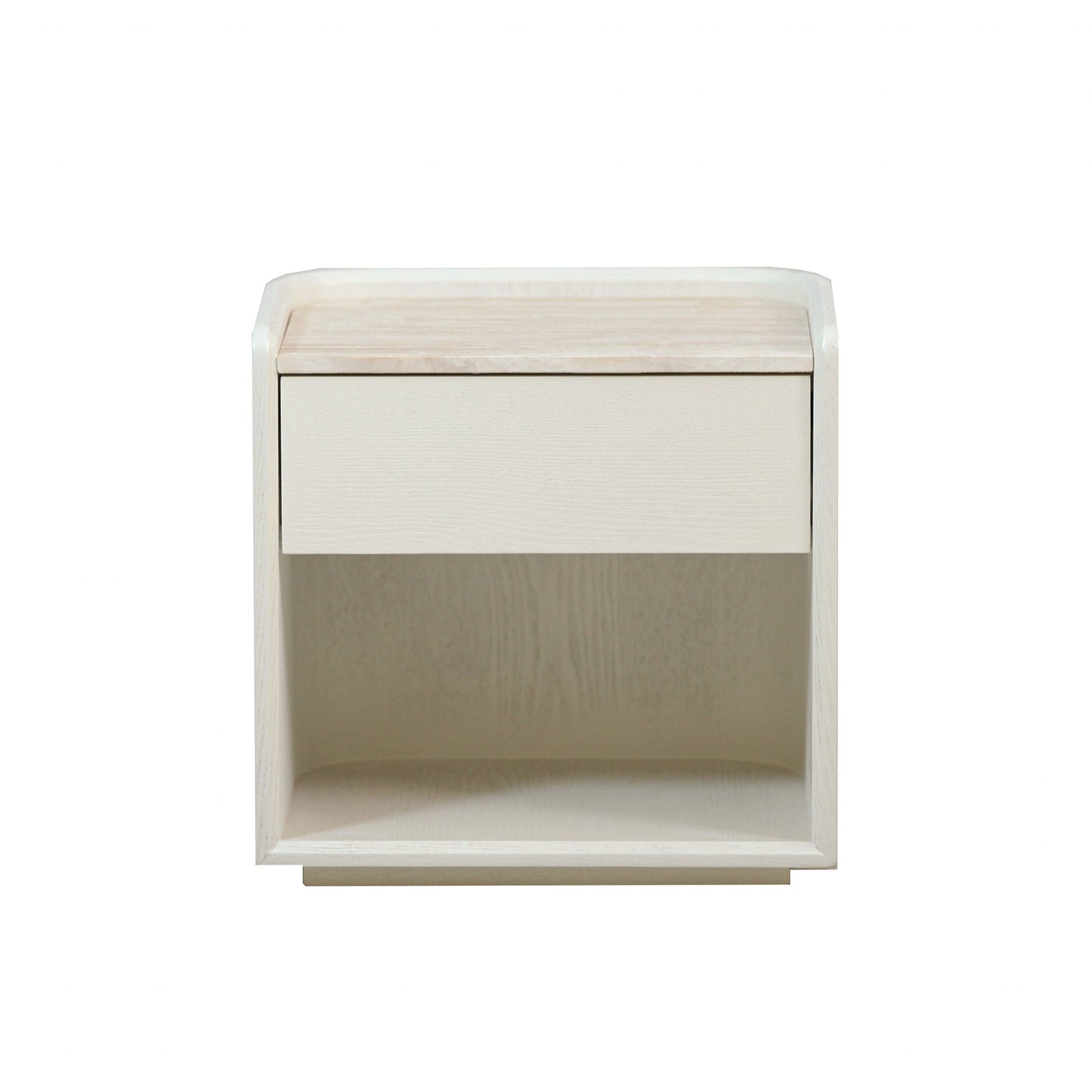50cm Travertine Bedside Table - Ivory Oat