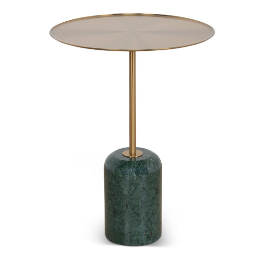 CST10320-NY 45cm Brushed Gold Side Table - Green Crystal