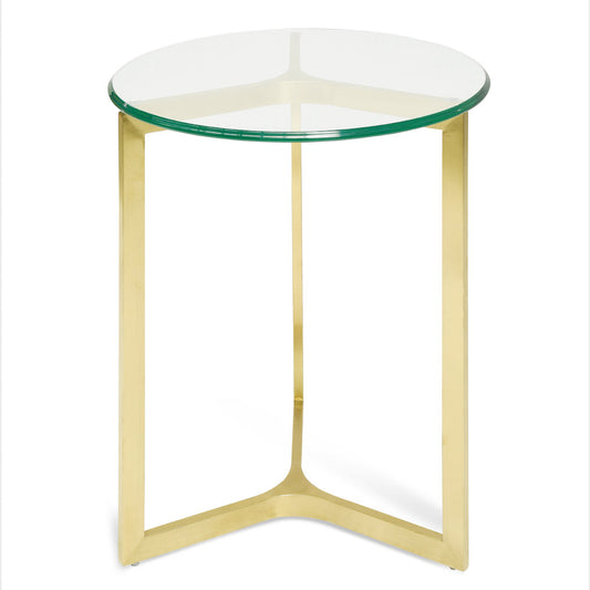 CST2356-KS Round Glass Side Table - Gold Base