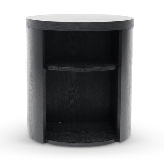 CST8084-BB Round Wooden Bedside Table - Black Mountain