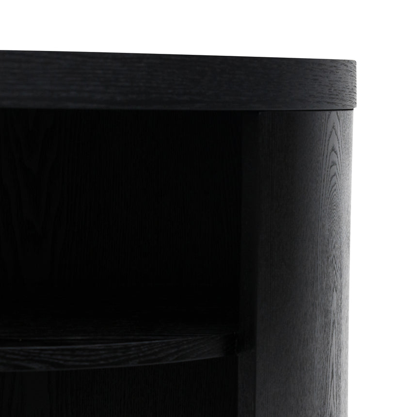 Round Wooden Bedside Table - Black Mountain