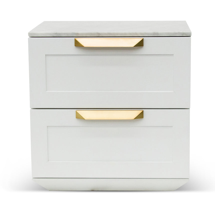 Bedside Table - White with Marble Top