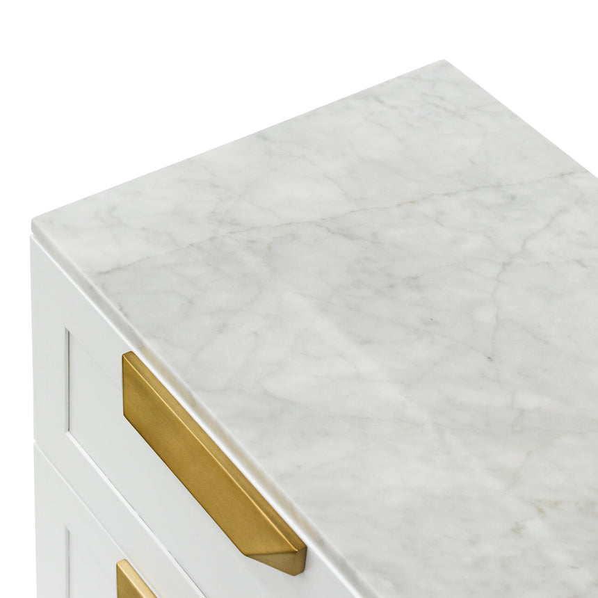 Bedside Table - White with Marble Top
