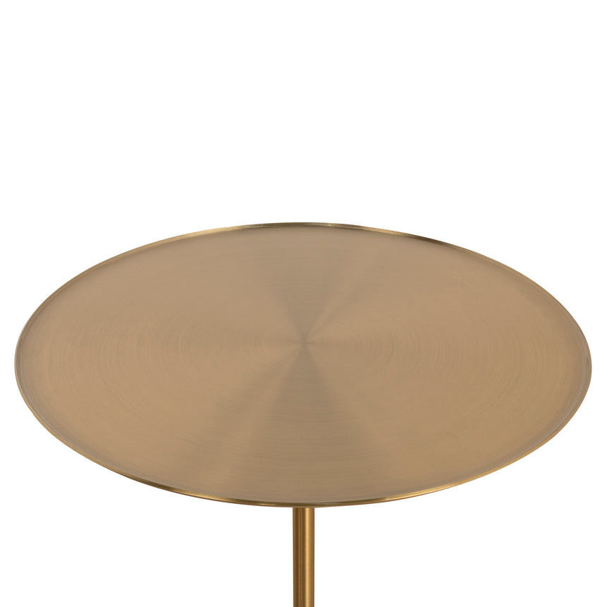 45cm Brushed Gold Side Table - Travertine