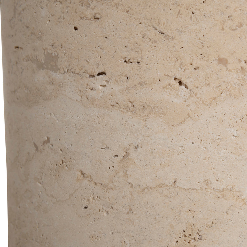 45cm Brushed Gold Side Table - Travertine