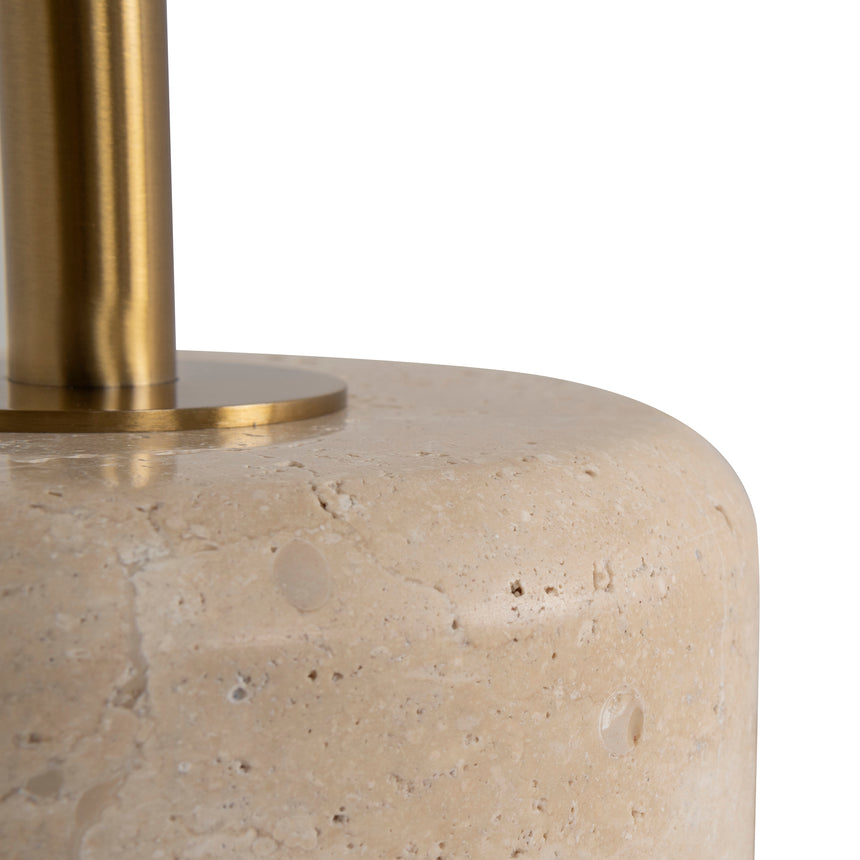 45cm Brushed Gold Side Table - Travertine