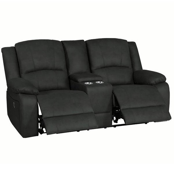 Presscot 2 Seater Rhino Fabric Recliner Electric Sofa - Jet