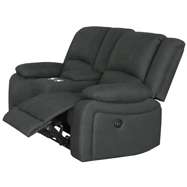 Presscot 2 Seater Rhino Fabric Recliner Electric Sofa - Jet