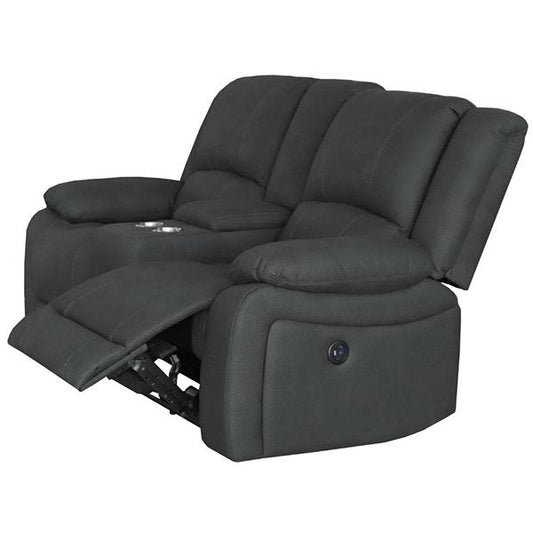Presscot 2 Seater Rhino Fabric Recliner Electric Sofa - Jet